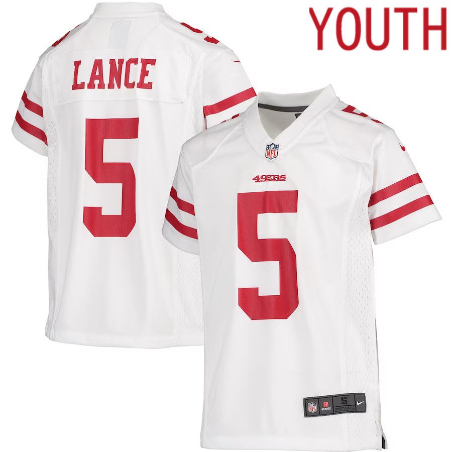 Youth San Francisco 49ers #5 Trey Lance Nike White Player Game NFL Jersey